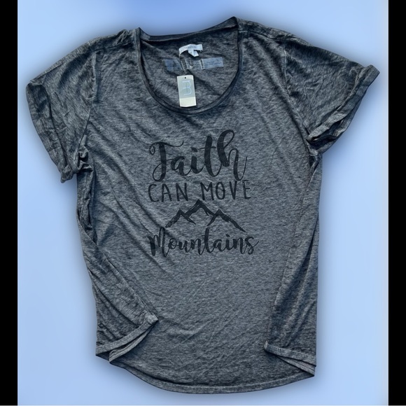 Maurices Tops - ❗️(3 for $24--Bundle...) ✨ HP ✨ Marled Grey ✨ "Faith Can Move Mountains" Tee ✨
